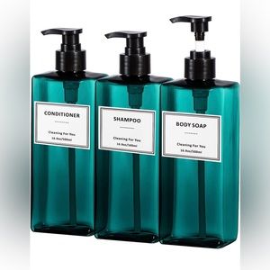 Set of 3 dispensers. Shampoo/Conditioner/Body wash. Lake Blue. Brand New